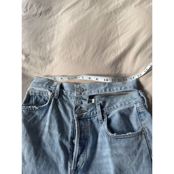 Agolde Women Blue 27 Denim Broken Waistband Jeans Straight High Rise Grunge Punk - Picture 9 of 13